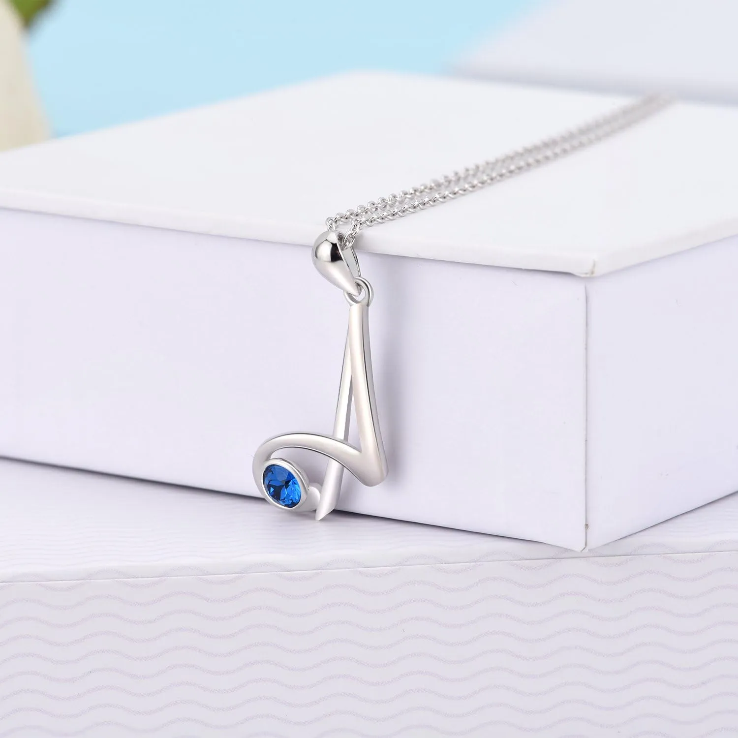 WINNICACA Christmas & Birthday Gifts: Initial Necklaces - 925 Sterling Silver Letter Pendants with Birthstone A-Z