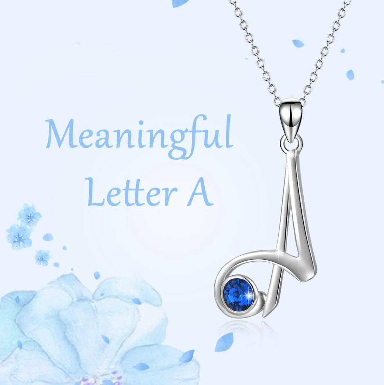WINNICACA Christmas & Birthday Gifts: Initial Necklaces - 925 Sterling Silver Letter Pendants with Birthstone A-Z
