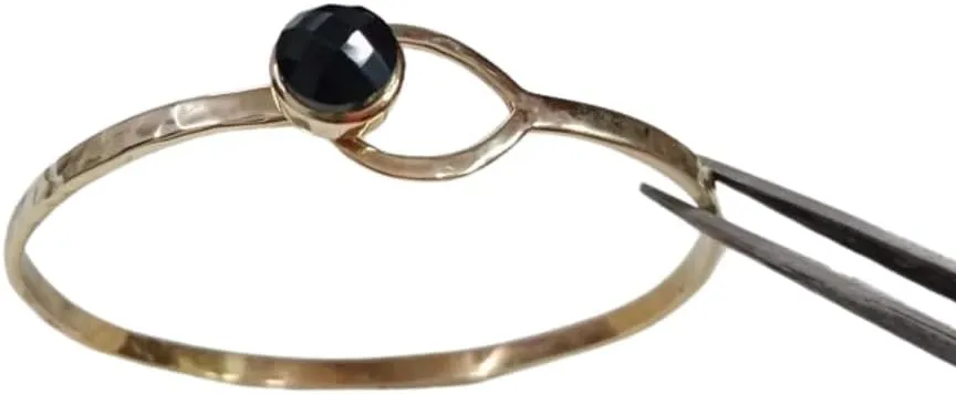 Women Bangle Black Onyx Hammered Bangle Adjustable Bangles Dainty Bangles For Gift Bracelet & Bangles.