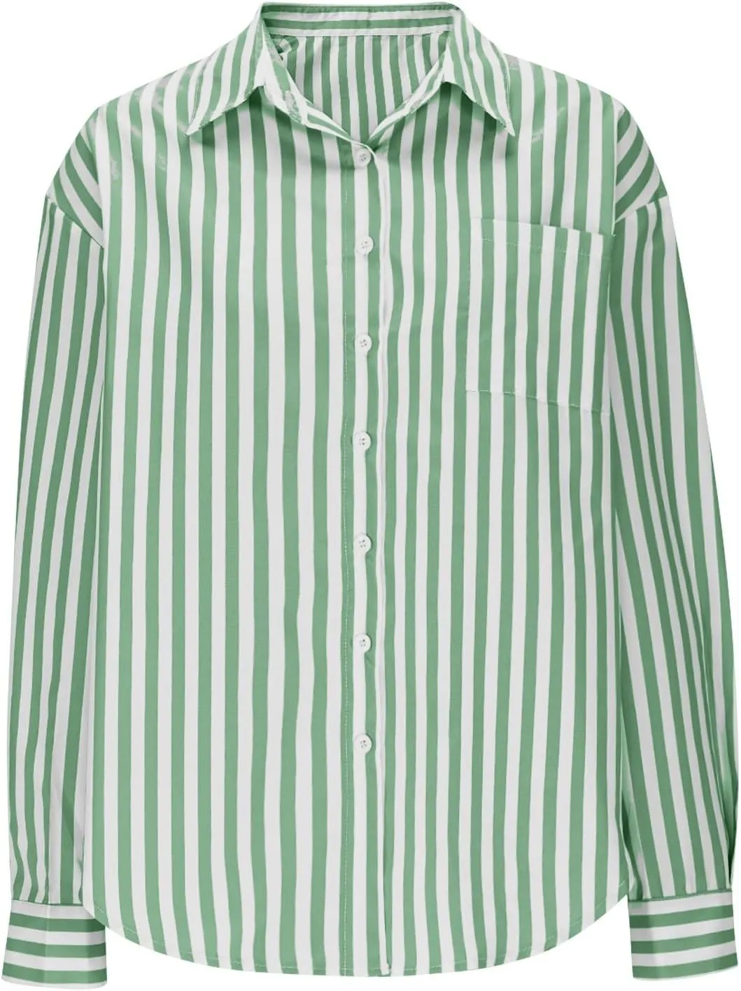 Women Vertical Striped Button Down Blouse Shirt Oversized Casual Loose Fit Tunic Long Sleeve Summer Tops Beach Trendy Clothes