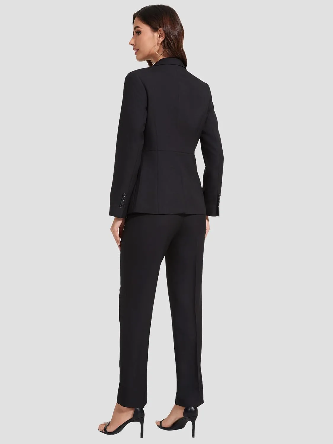 Women's 2 Piece Business Suits One Button Slim Fit Casual Blazers Office Work Formal Blazer Suit Pants Set