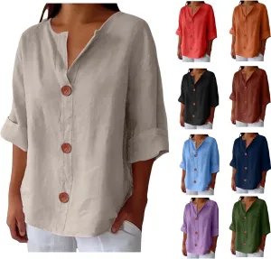 Womens 2025 Tops Short Sleeve Plus Size Tunic Cotton T-Shirts Casual Loose Fitting V Neck Plus Size Summer Blouses Tops
