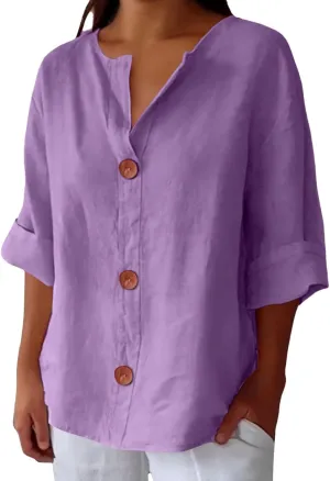 Womens 2025 Tops Short Sleeve Plus Size Tunic Cotton T-Shirts Casual Loose Fitting V Neck Plus Size Summer Blouses Tops