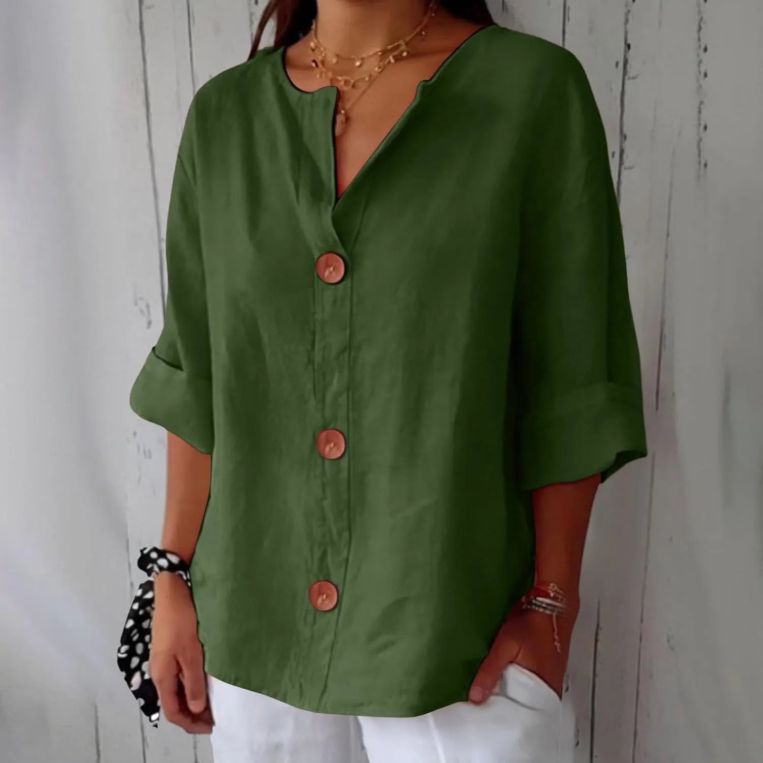 Womens 2025 Tops Short Sleeve Plus Size Tunic Cotton T-Shirts Casual Loose Fitting V Neck Plus Size Summer Blouses Tops