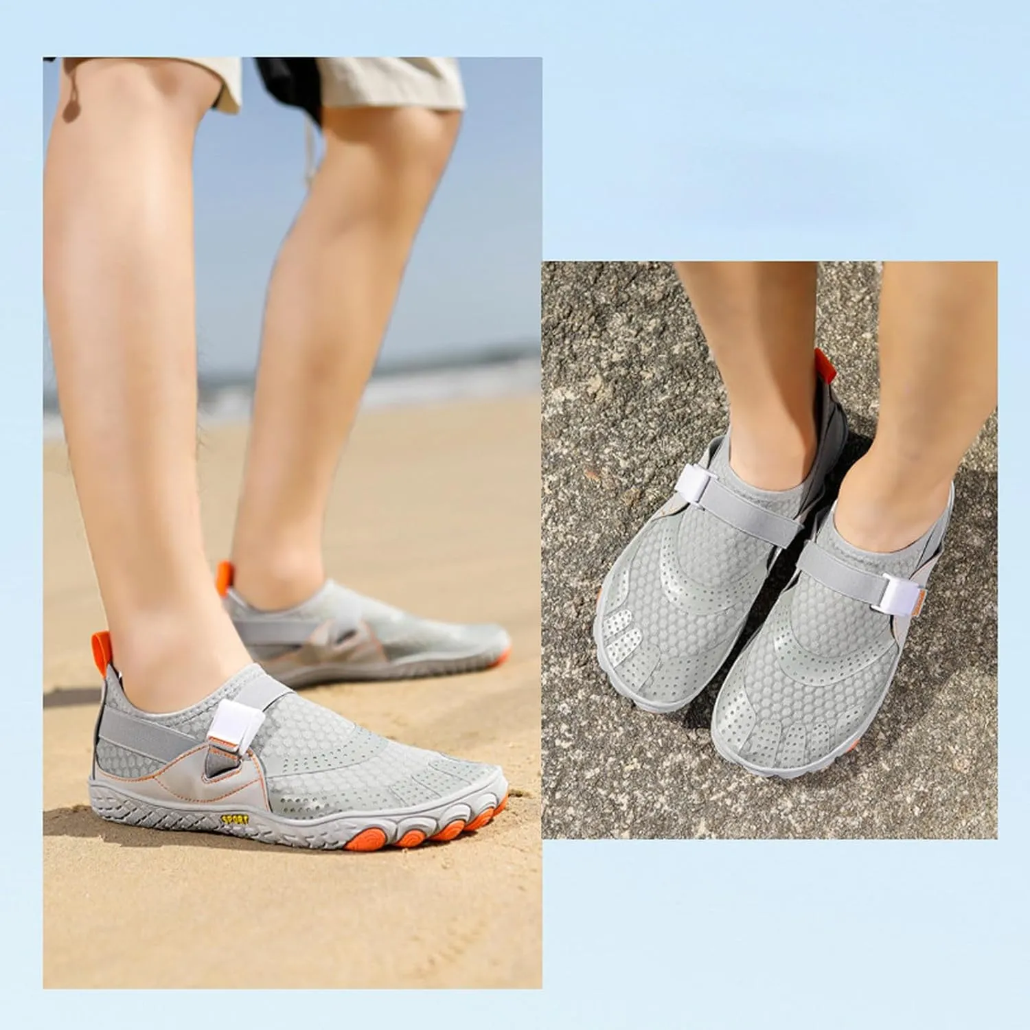 Womens and Mens Water Shoes Breathable Quick-Dry Soft Cushion Barefoot Aqua Socks for Hiking Swimming Beach Wading Surfing Yoga Sport Elastic Band Water Shoe for Men Women Summer Wear Comfy