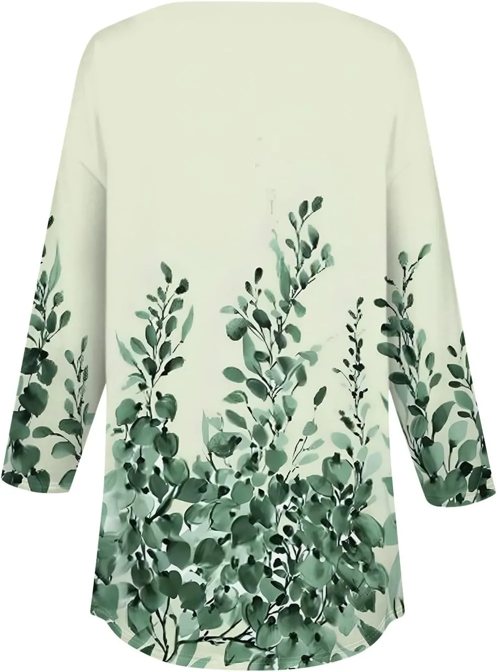 Women's Casual Floral Print Henley Blouse with 3/4 Sleeves, Button Front Loose Fit for Spring and Summer