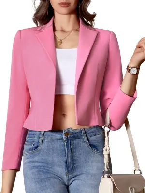 Womens Casual Long Sleeve Blazers Solid Color Notch Lapel Suit Work Office Open Front Blazer Jackets