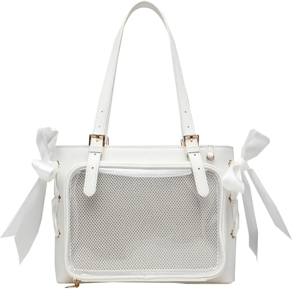 Women's Clear Hobo Handbags Vegan Leather Transparent Shoulder Bag Fashion Bow-tie Y2K Tote Bags 2025