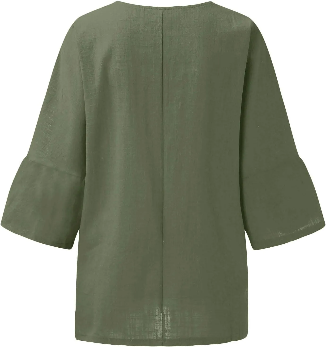Womens Cotton Linen Summer Tops 3/4 Length Sleeve Tunic Blouses Gauze Boho Shirts Trendy Loose Fit Clothing 2024