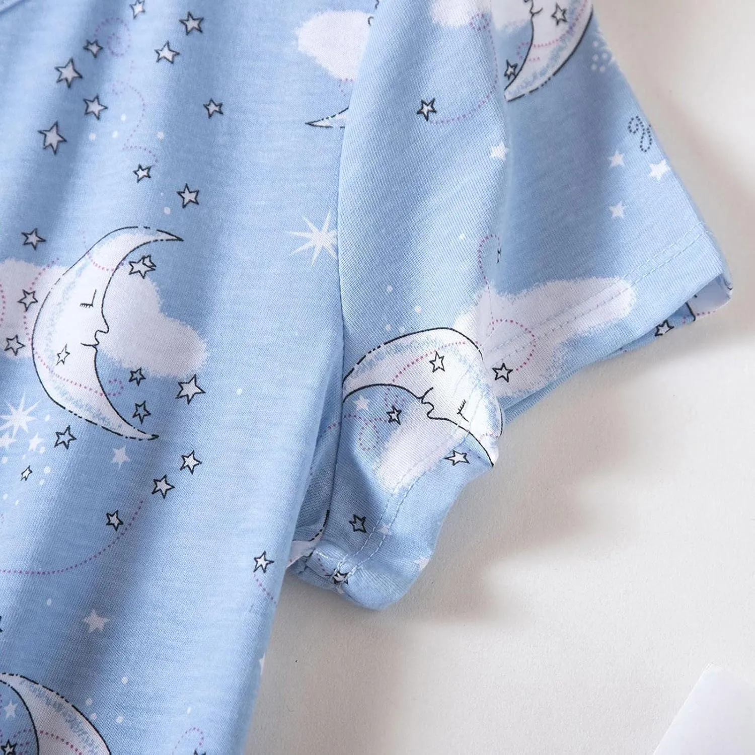 Women's Cotton Nightgown Sleepwear Short Sleeve Shirt Casual Printed Sleepdress Pajamas Lounge Wear Oversized Sleep Dress Pjs