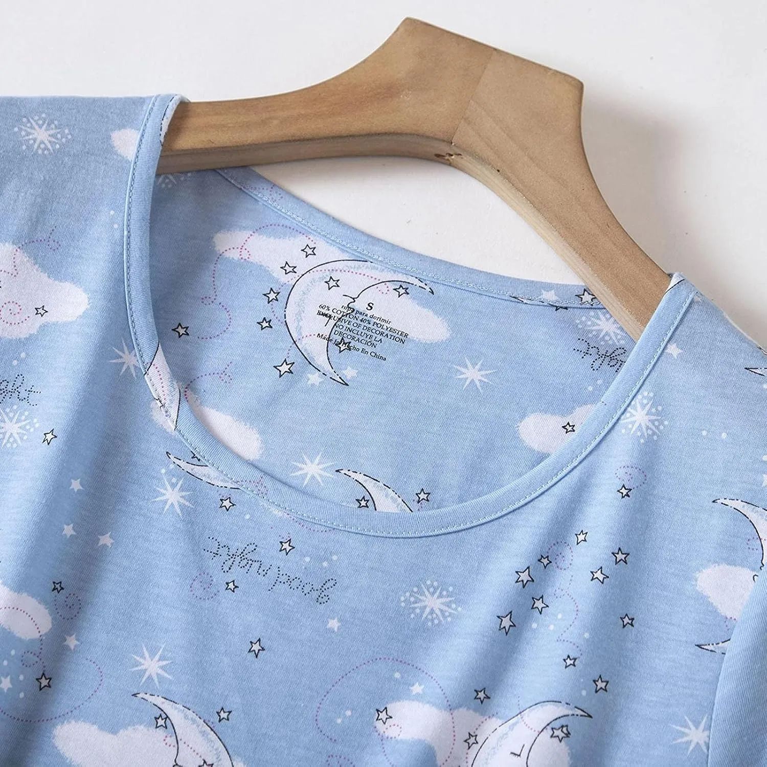 Women's Cotton Nightgown Sleepwear Short Sleeve Shirt Casual Printed Sleepdress Pajamas Lounge Wear Oversized Sleep Dress Pjs