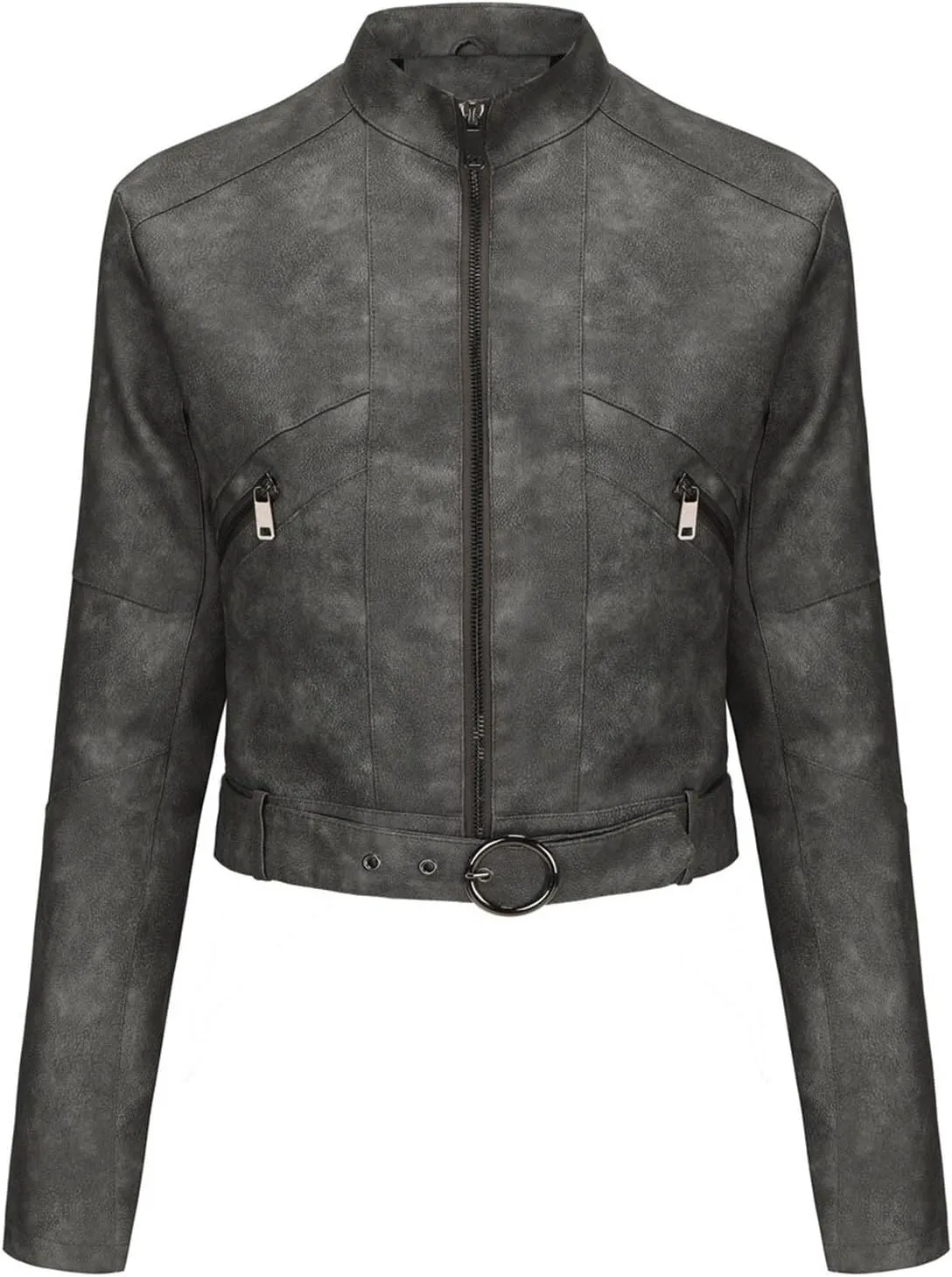 Womens Faux Leather Zip Up Moto Biker Jacket Short Leather Blazer Jackets 2024 Fall Fashion Motorcycle Coats Outwear
