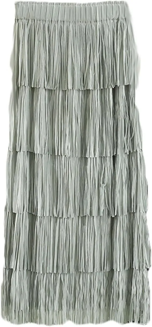 Women's Fringe High Waist Pencil Bodycon Skirts, Sexy Elegant Tassel Long Midi Skirt Summer Party Dance Skirts