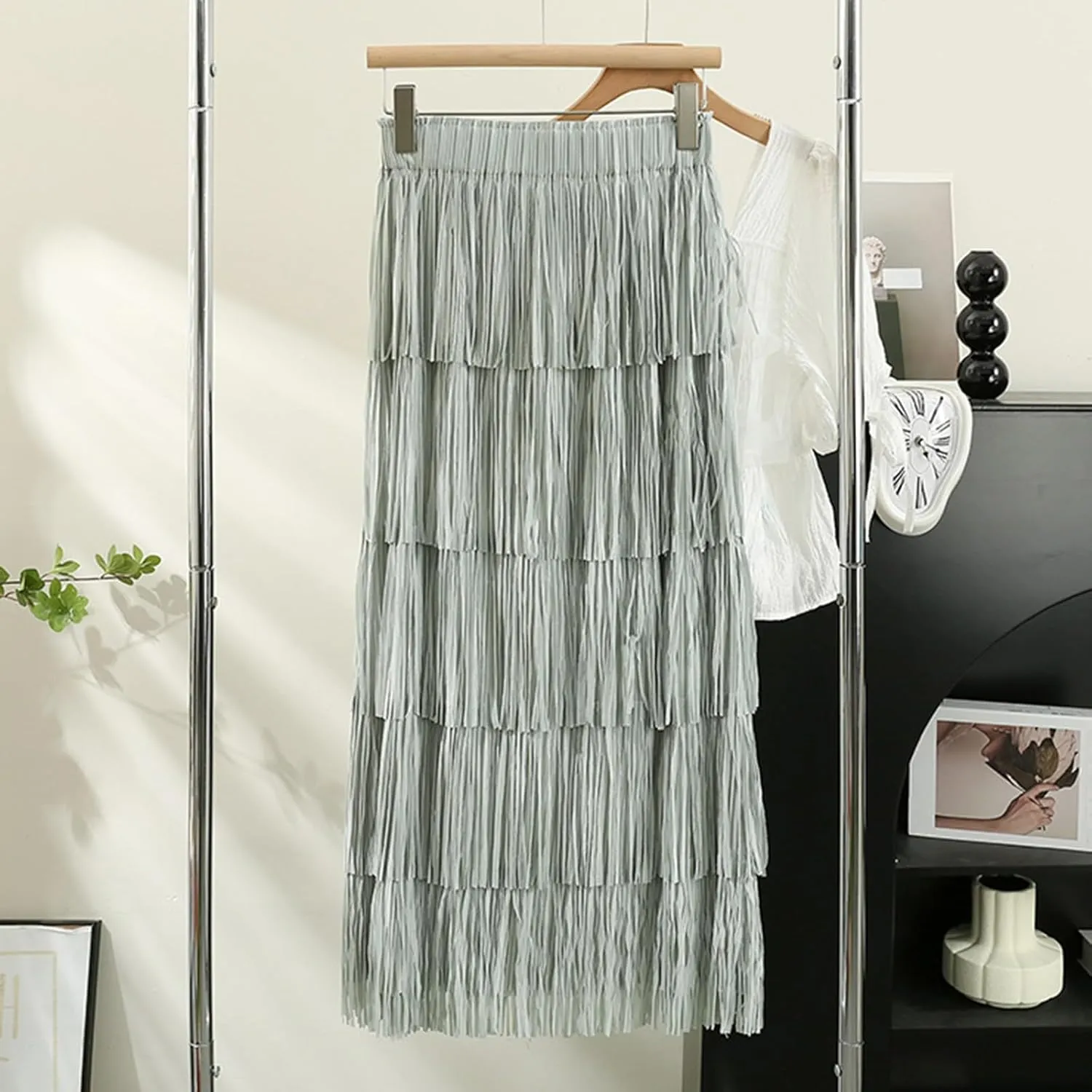 Women's Fringe High Waist Pencil Bodycon Skirts, Sexy Elegant Tassel Long Midi Skirt Summer Party Dance Skirts