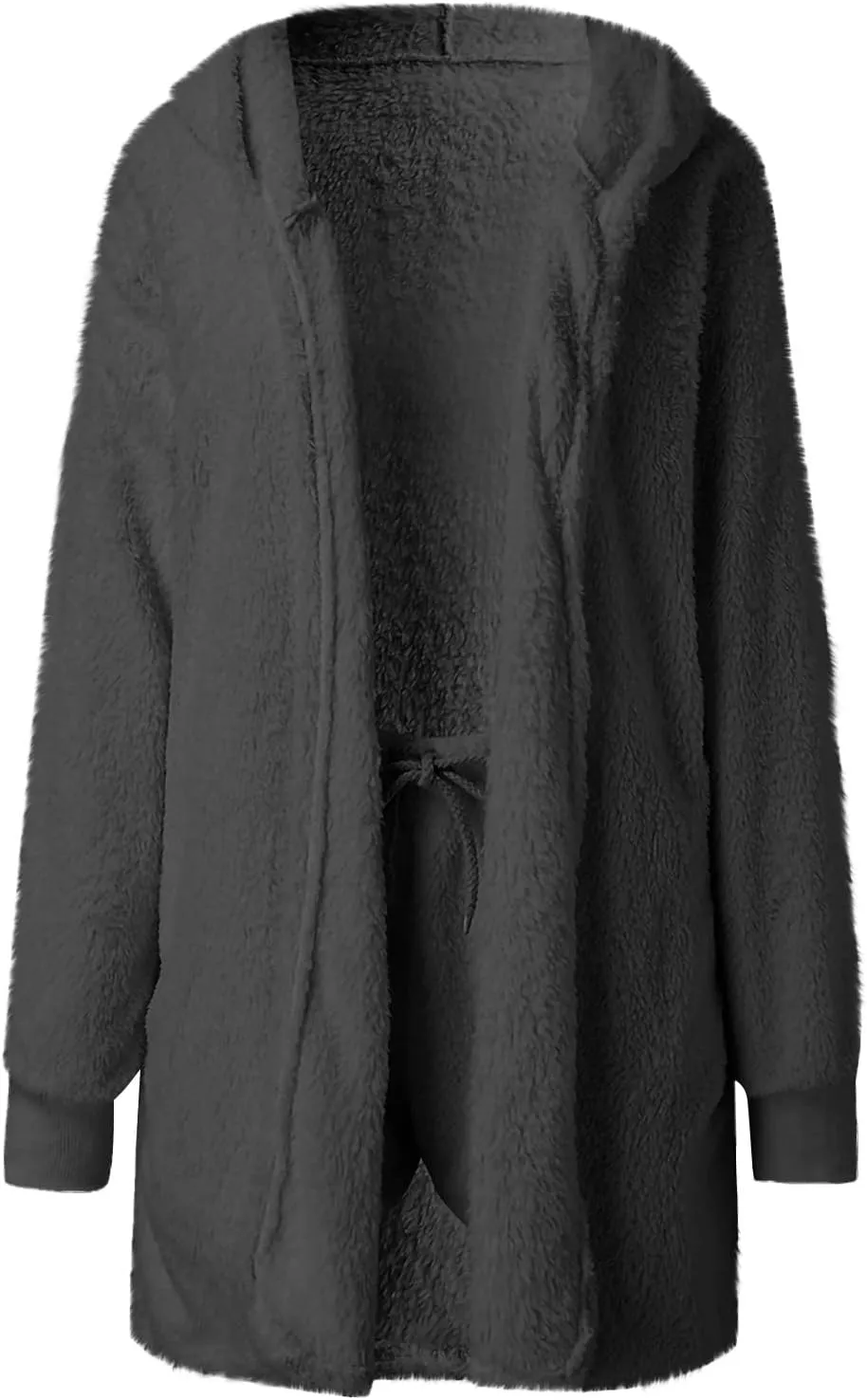Women's Fuzzy 3 Piece Outfits Fleece Warm Hooded Robe Cardigan Crop Top Shorts Set Pajamas Cozy Loungewear Sets
