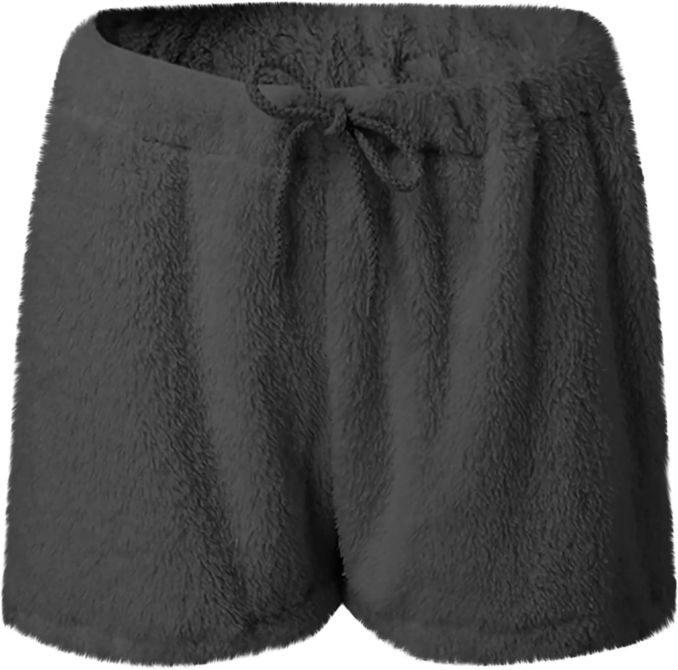 Women's Fuzzy 3 Piece Outfits Fleece Warm Hooded Robe Cardigan Crop Top Shorts Set Pajamas Cozy Loungewear Sets