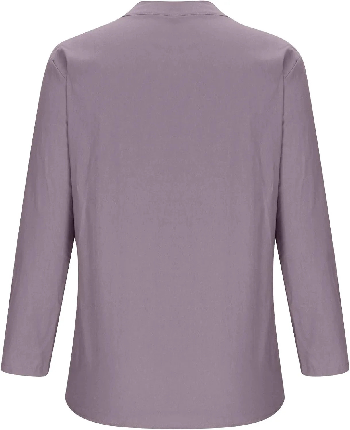 Womens Linen Tunics or Tops to Wear with Leggings V Neck Half Button up Long Sleeve Shirts