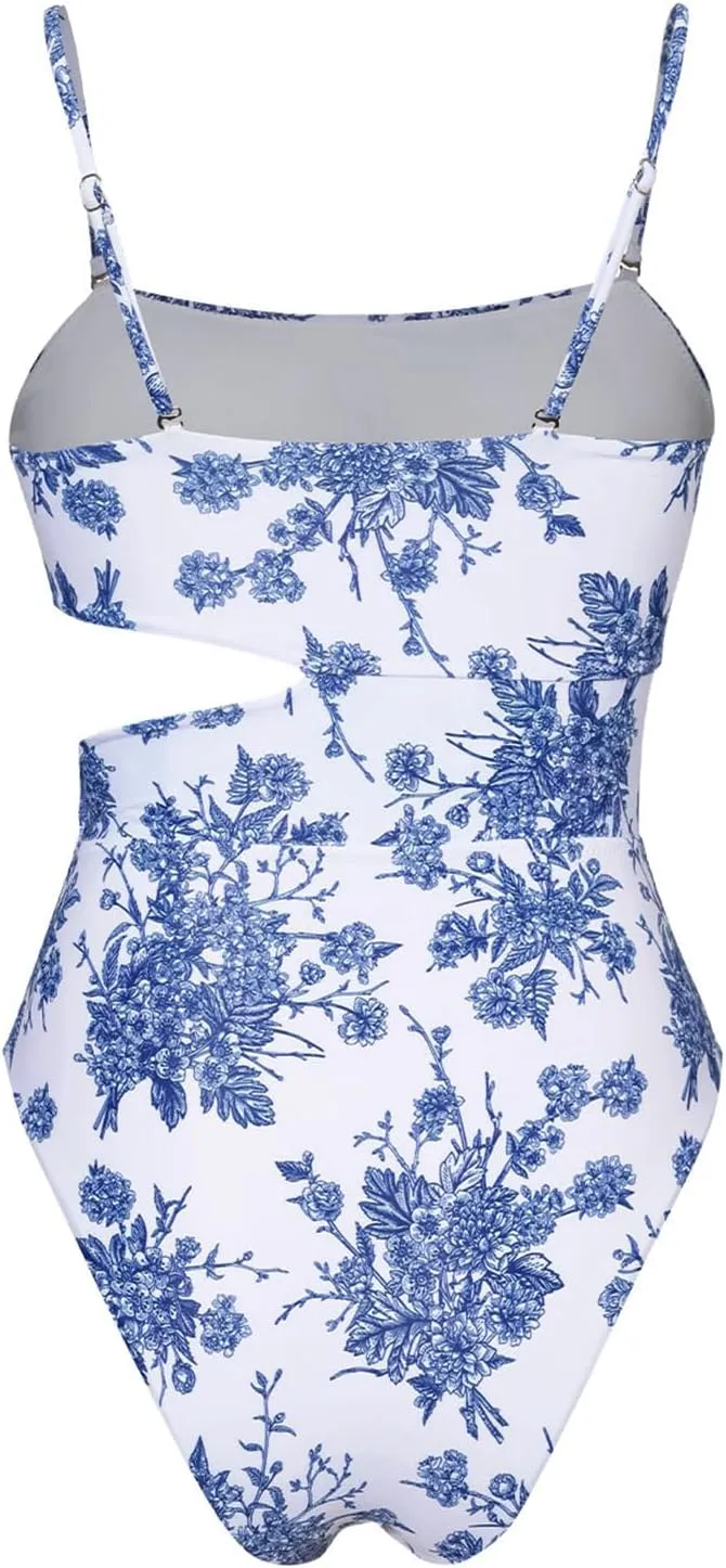 Women's One Piece Swimsuit Halter Ribbed Bathing Monokini Slimming Swimwear