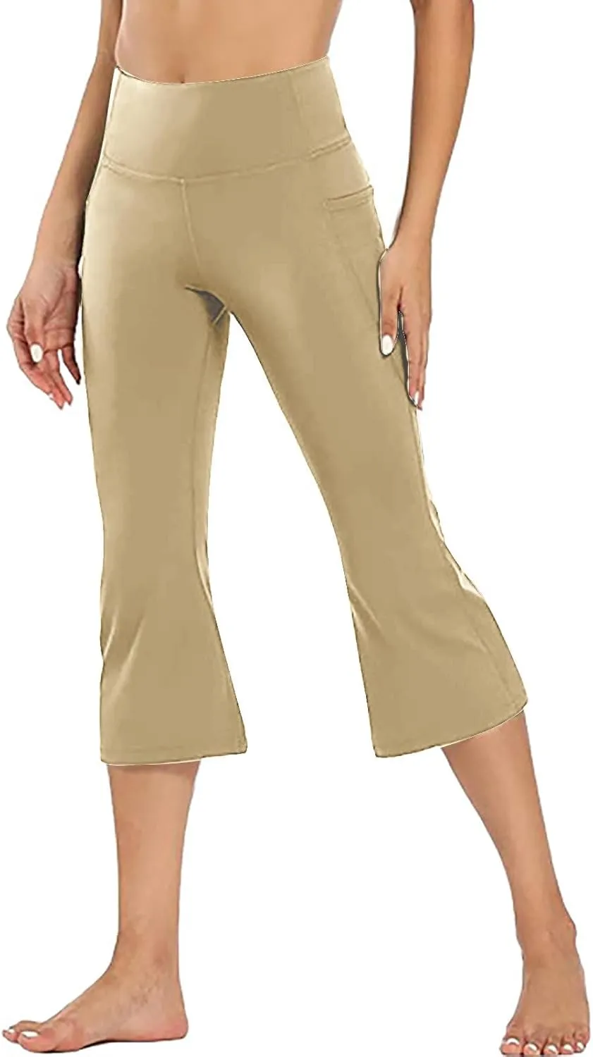 Womens Pants for Women Workout Gym Yoga High Cut Flared Wide Leg Plain Boot Cut Leg Summer Fall 2025