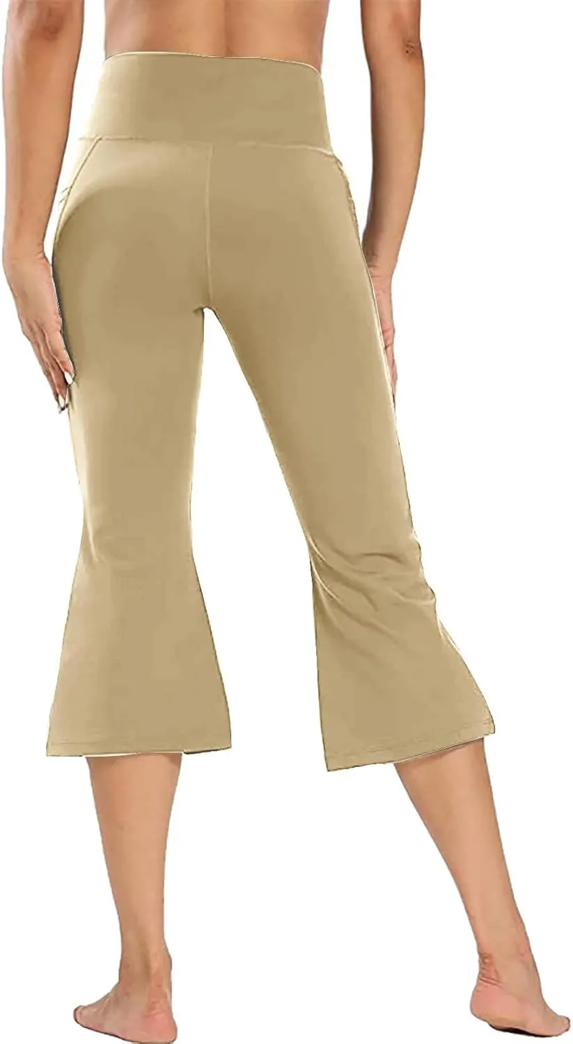 Womens Pants for Women Workout Gym Yoga High Cut Flared Wide Leg Plain Boot Cut Leg Summer Fall 2025