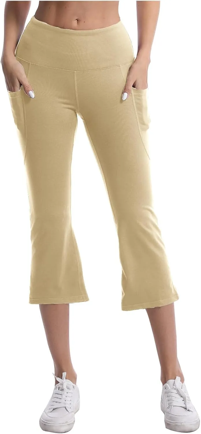 Womens Pants for Women Workout Gym Yoga High Cut Flared Wide Leg Plain Boot Cut Leg Summer Fall 2025