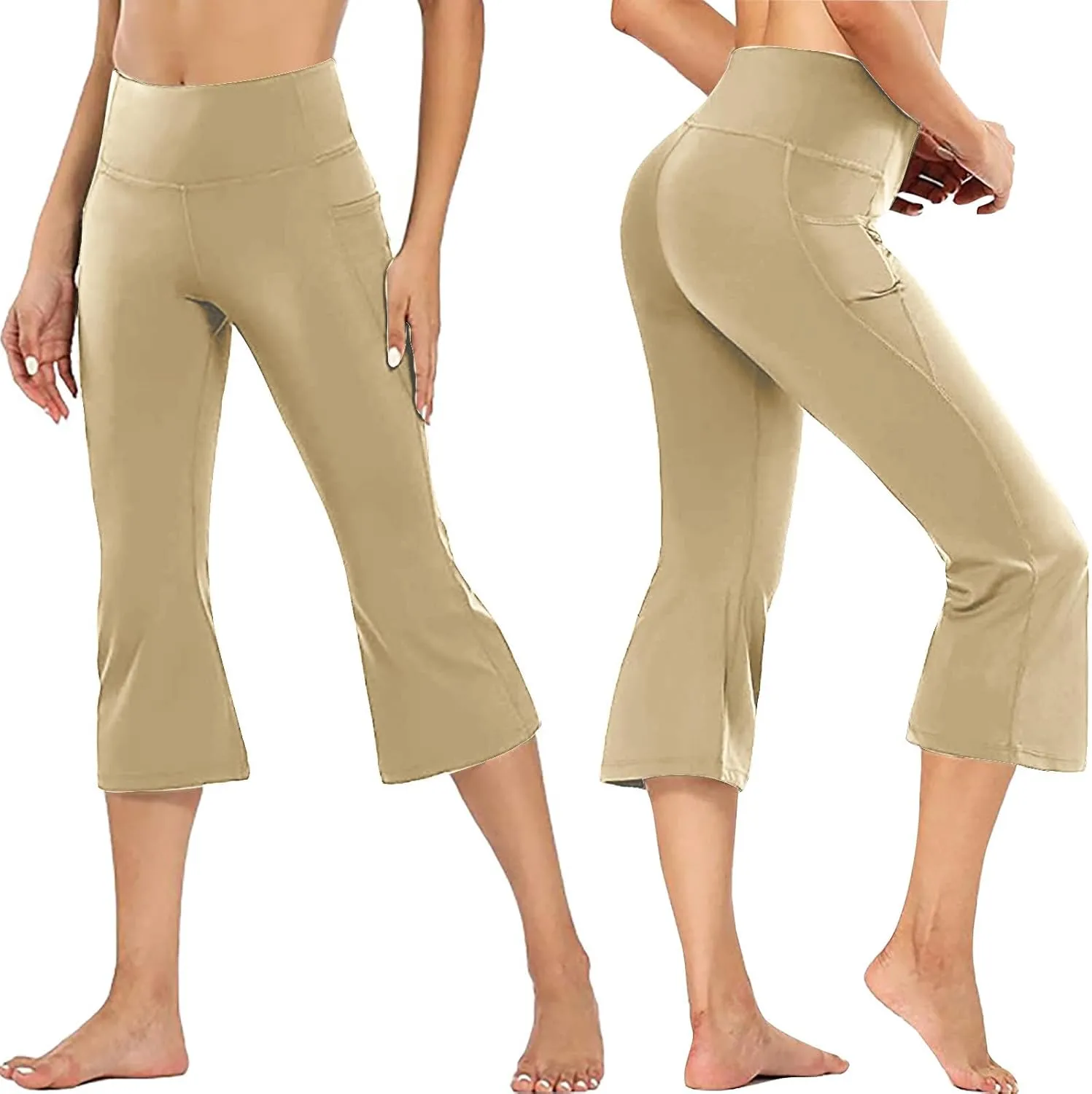 Womens Pants for Women Workout Gym Yoga High Cut Flared Wide Leg Plain Boot Cut Leg Summer Fall 2025