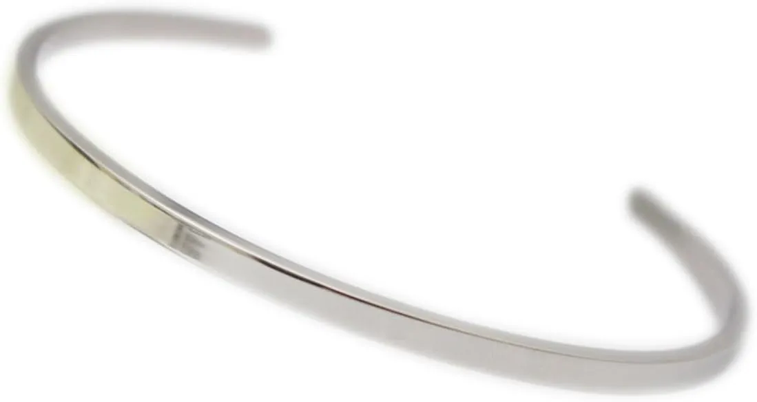 Women's Polished 316L Stainless Steel Silver Flat Bangle Cuff Bracelet