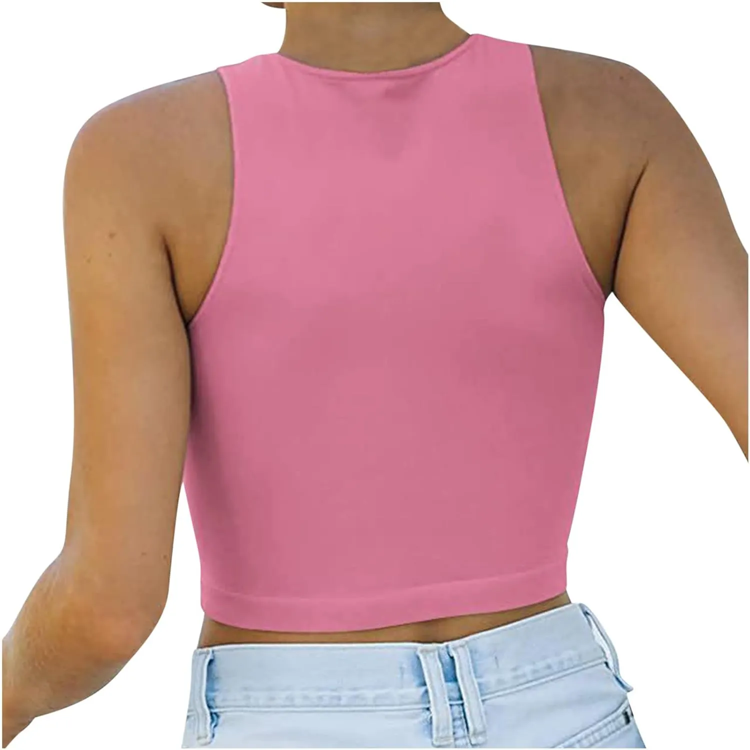 Women's Sleeveless Halter Neck Casual Basic Tank Crop Tops Tank Tops for Women Workout Athletic Yoga Going Out Tops
