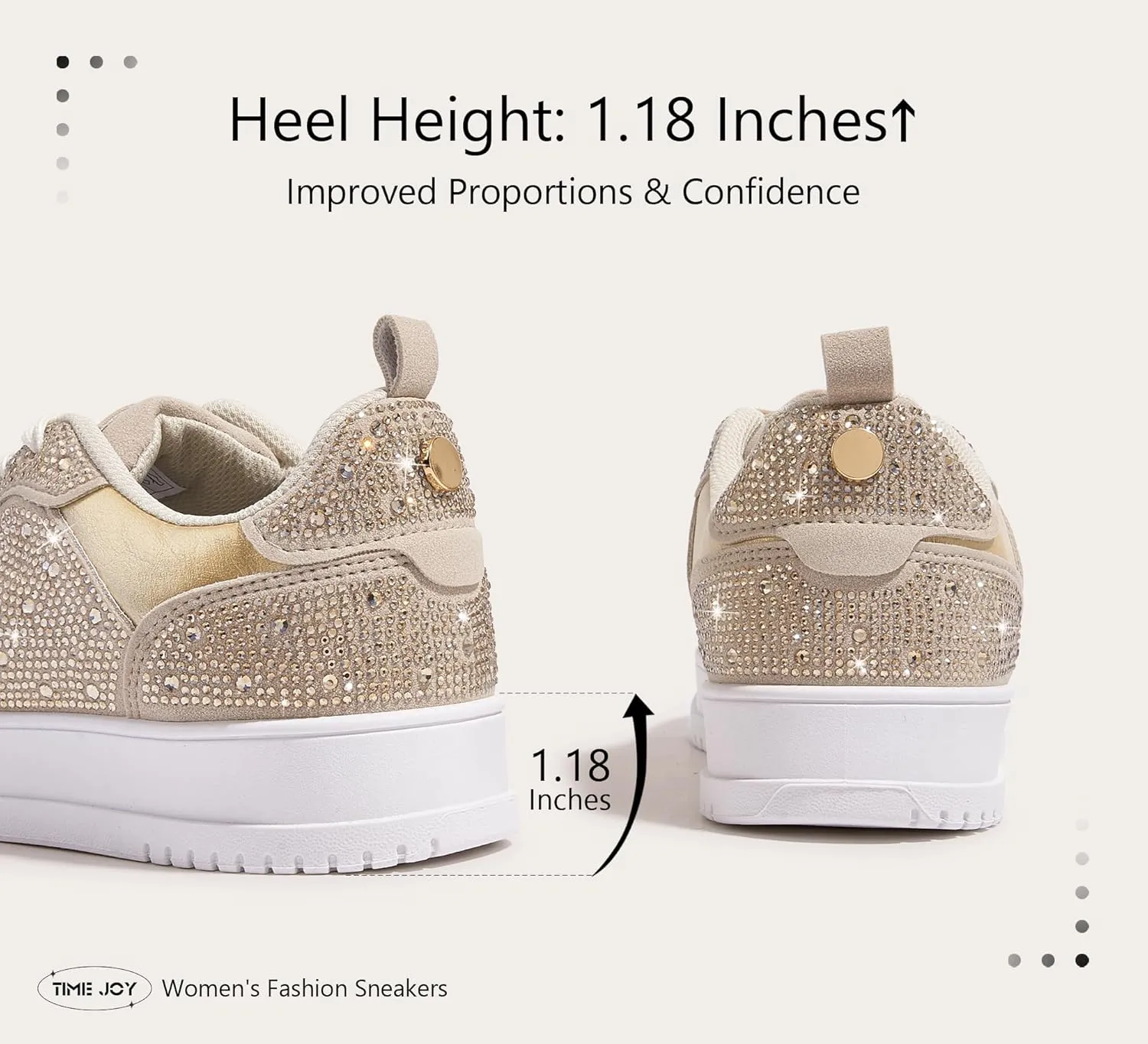 Women's Sparkly Rhinestone Sneakers Comfortable Athletic Glitter Platform Tennis Shoes for Casual, Gym & Fashion Outfits