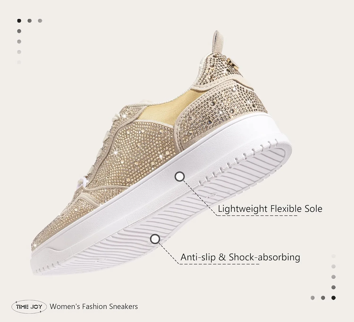 Women's Sparkly Rhinestone Sneakers Comfortable Athletic Glitter Platform Tennis Shoes for Casual, Gym & Fashion Outfits