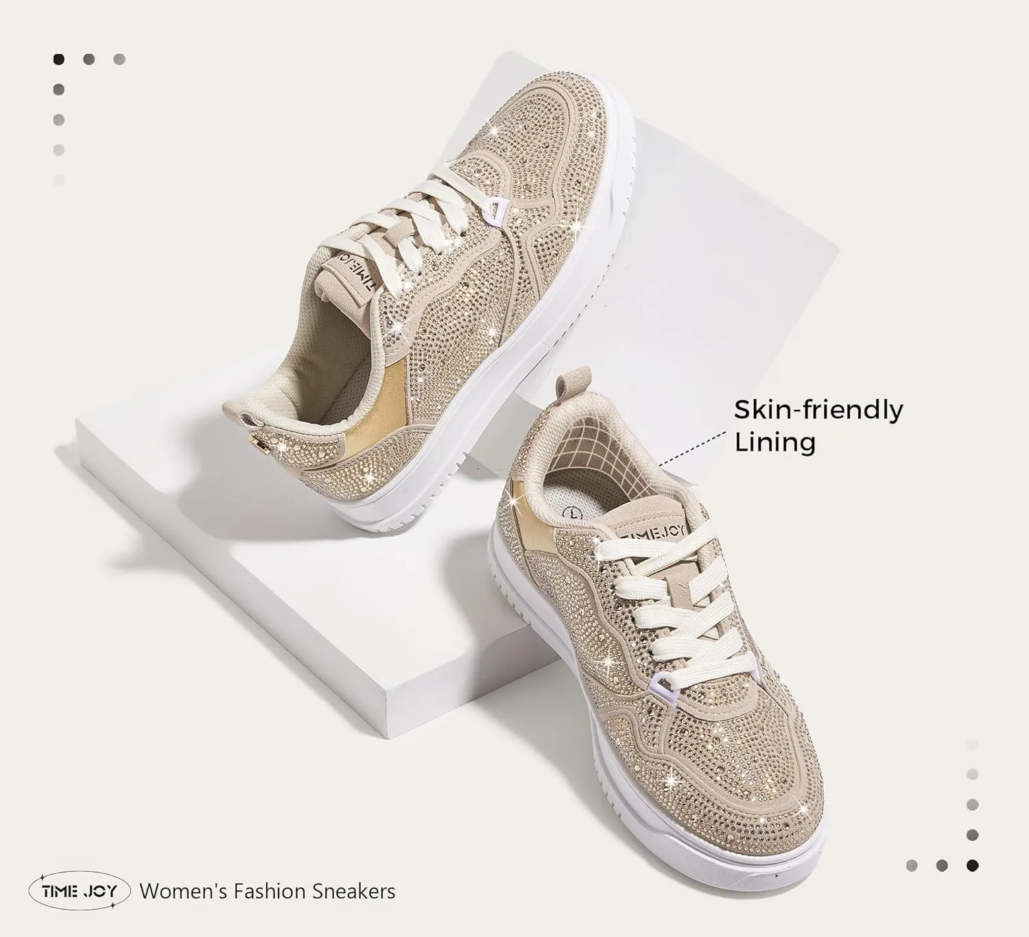 Women's Sparkly Rhinestone Sneakers Comfortable Athletic Glitter Platform Tennis Shoes for Casual, Gym & Fashion Outfits