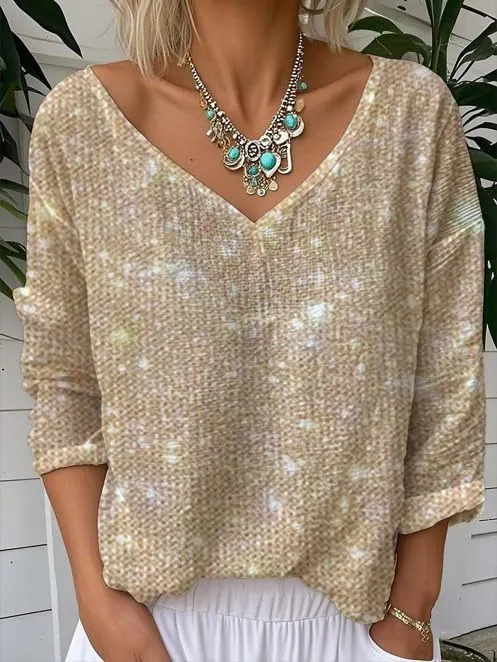 Women's Spring Long Sleeve Tops Vintage Boho Floral Print V Neck T Shirts Artistic Tees