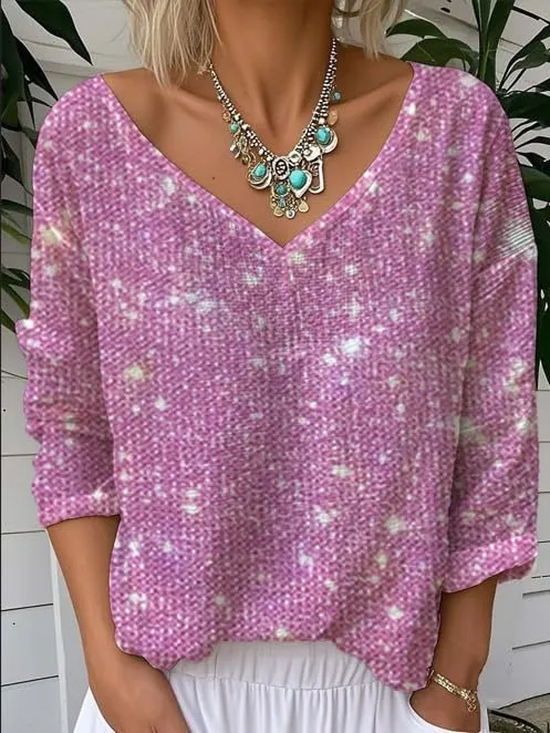 Women's Spring Long Sleeve Tops Vintage Boho Floral Print V Neck T Shirts Artistic Tees