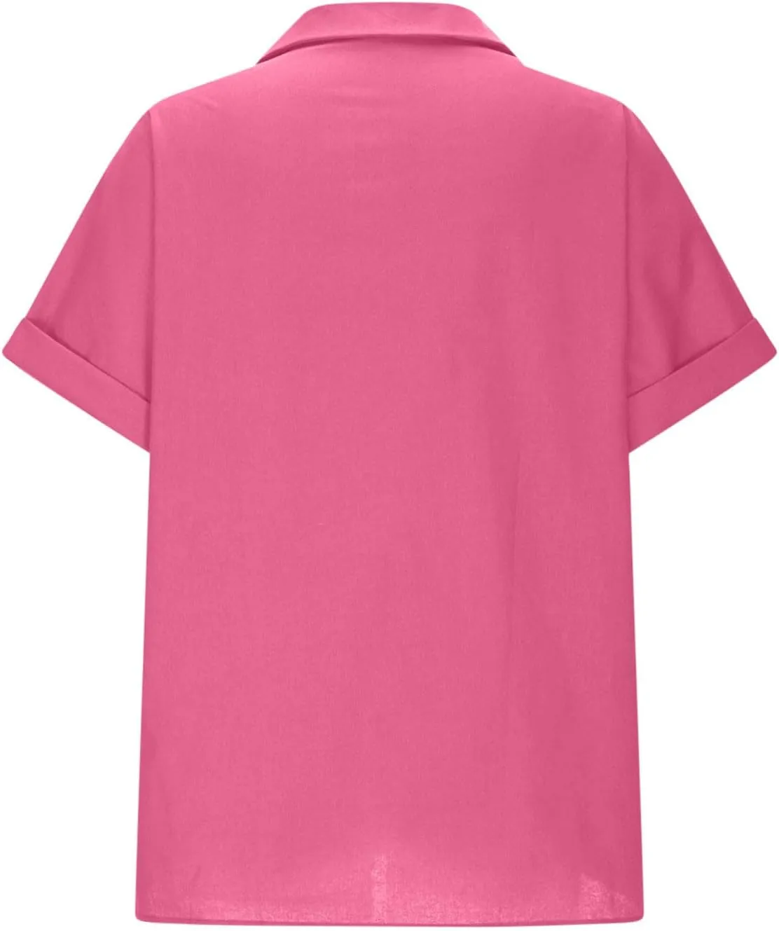 Womens Summer Shirts Fashion Lapel Collar Short Sleeves Full Zipper Blouses with Pockets Linen Solid Color Tops