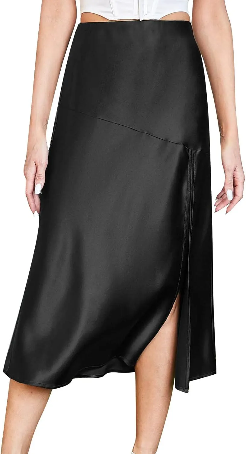 Women's Summer Skirt Women's Skirts Summer Midi Skirts Women's A-line Split Tulle Skirt for Women Pleated Skirt