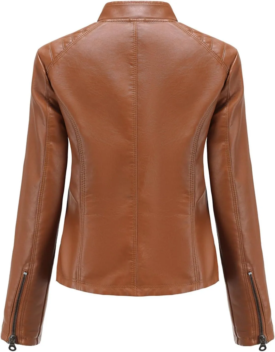 Women's The Classic Faux Leather Moto Jacket Faux Leather Zip Up Short Jacket Vegan Jackets Moto Biker Motocycle Coat