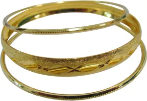 Women's Traditional Indian Sparkling Gold-Toned Brass Stacked Ethnic Bangle Bracelet Three Piece Set