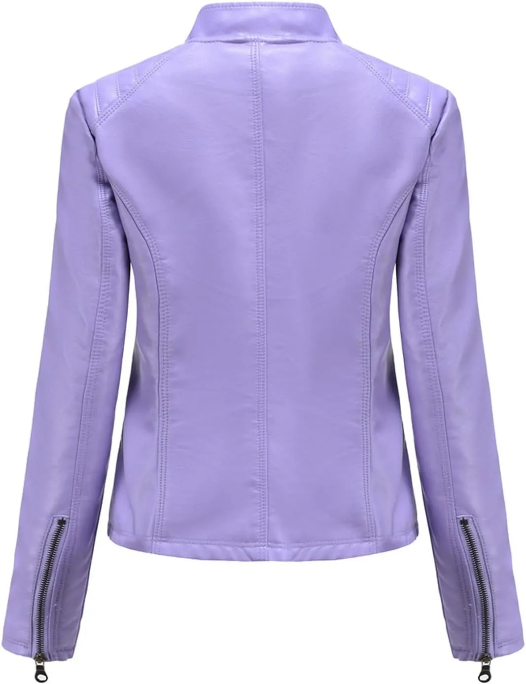 Women's Trendy Faux Leather Jacket Moto Short Jacket Fashion PU Jacket Coat Long Sleeve Zip Up Moto Biker Jackets