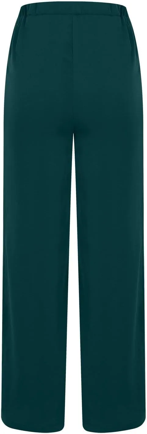 Womens Wide Leg Pants Yoga Flowy Split Palazzo Pants Tie Front Wrap Trousers Beach Cover Up Casual Lounge Boho Pants