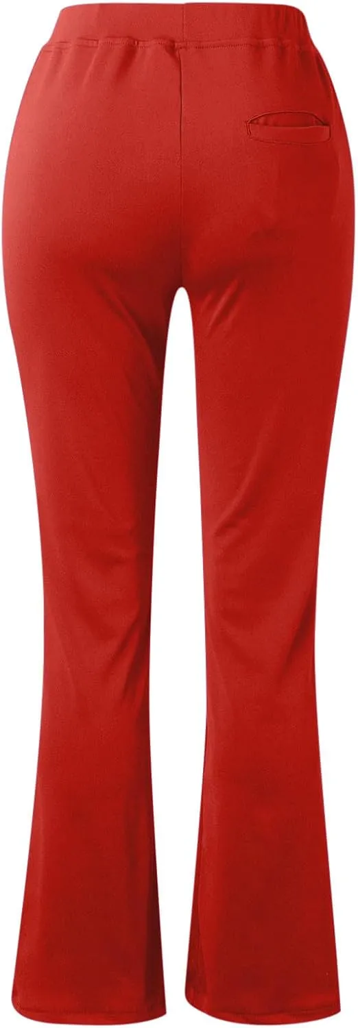 Womens Work Trousers Stretch Bootleg Trouser High Waist Flared Pants Bootcut Yoga Pants Wide Leg Business Trousers