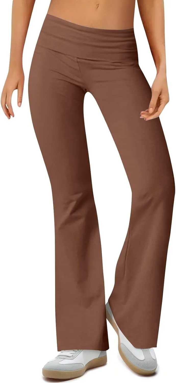 Work Pants Women, High Waisted Yoga Summer Pants Flare Elastic Waist Stretchy Leggings Tummy Control Trousers