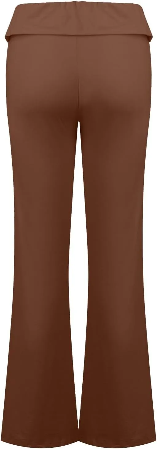 Work Pants Women, High Waisted Yoga Summer Pants Flare Elastic Waist Stretchy Leggings Tummy Control Trousers