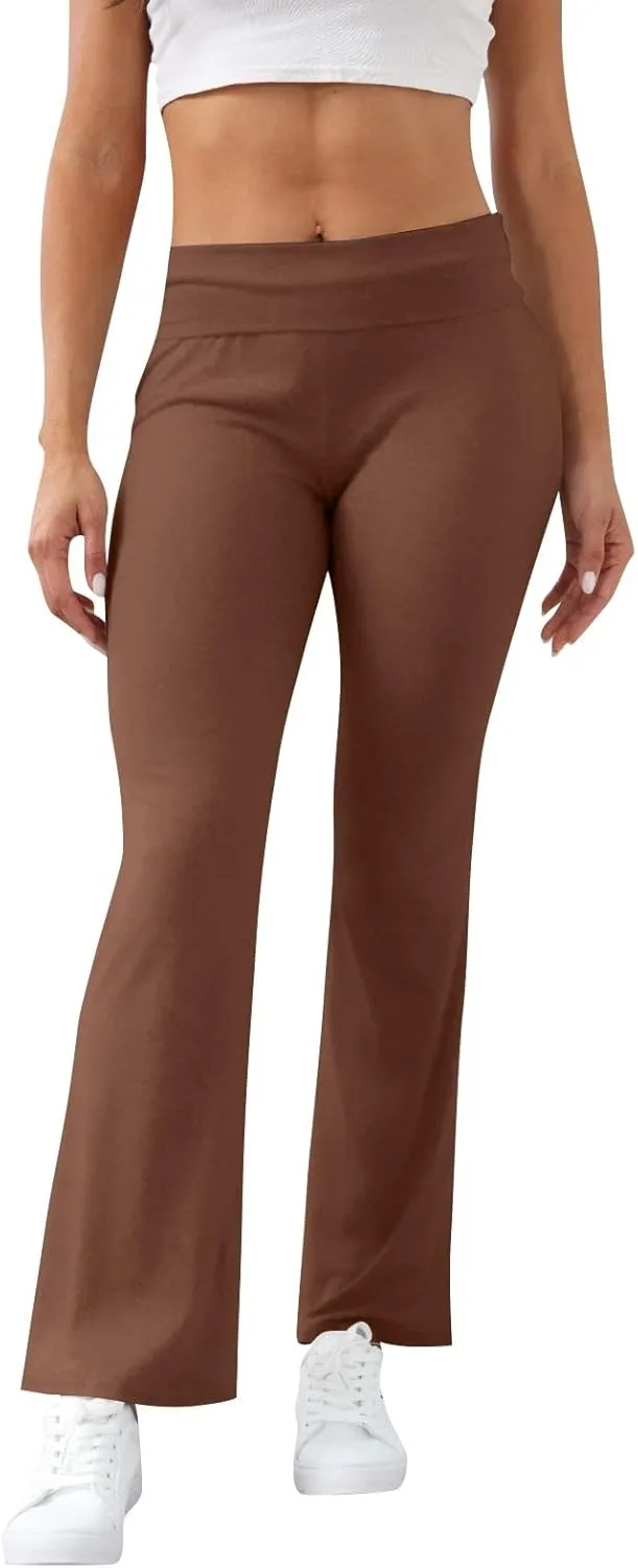 Work Pants Women, High Waisted Yoga Summer Pants Flare Elastic Waist Stretchy Leggings Tummy Control Trousers