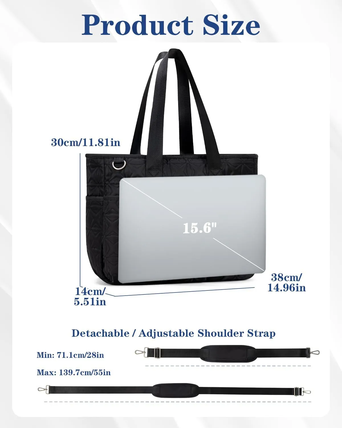 Work Tote Bag for Women with 15.6 Inch Laptop Compartment Quilted Nurse Bag for Work with Shoulder Strap