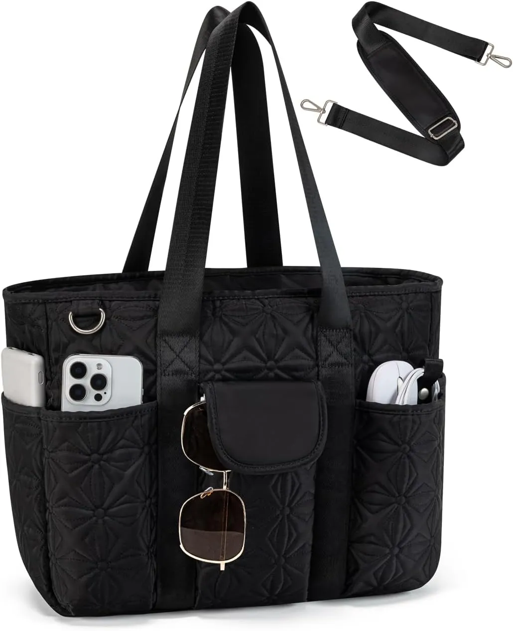 Work Tote Bag for Women with 15.6 Inch Laptop Compartment Quilted Nurse Bag for Work with Shoulder Strap