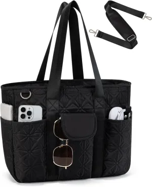 Work Tote Bag for Women with 15.6 Inch Laptop Compartment Quilted Nurse Bag for Work with Shoulder Strap