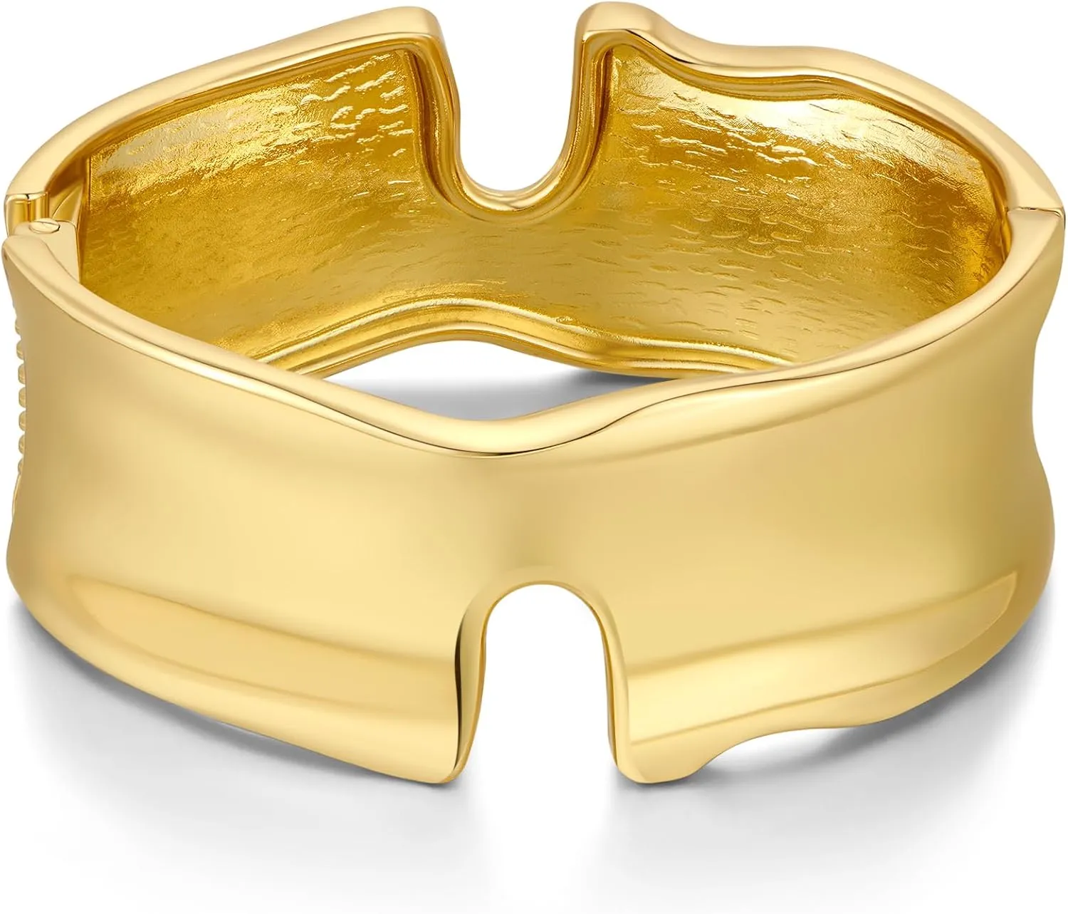WOWORAMA Chunky Gold Bangles Bracelet for Women Trendy Polished Gold Chunky Bracelets Wide Thick Statement Bracelet Open Hinged Bangle Bracelets Jewelry