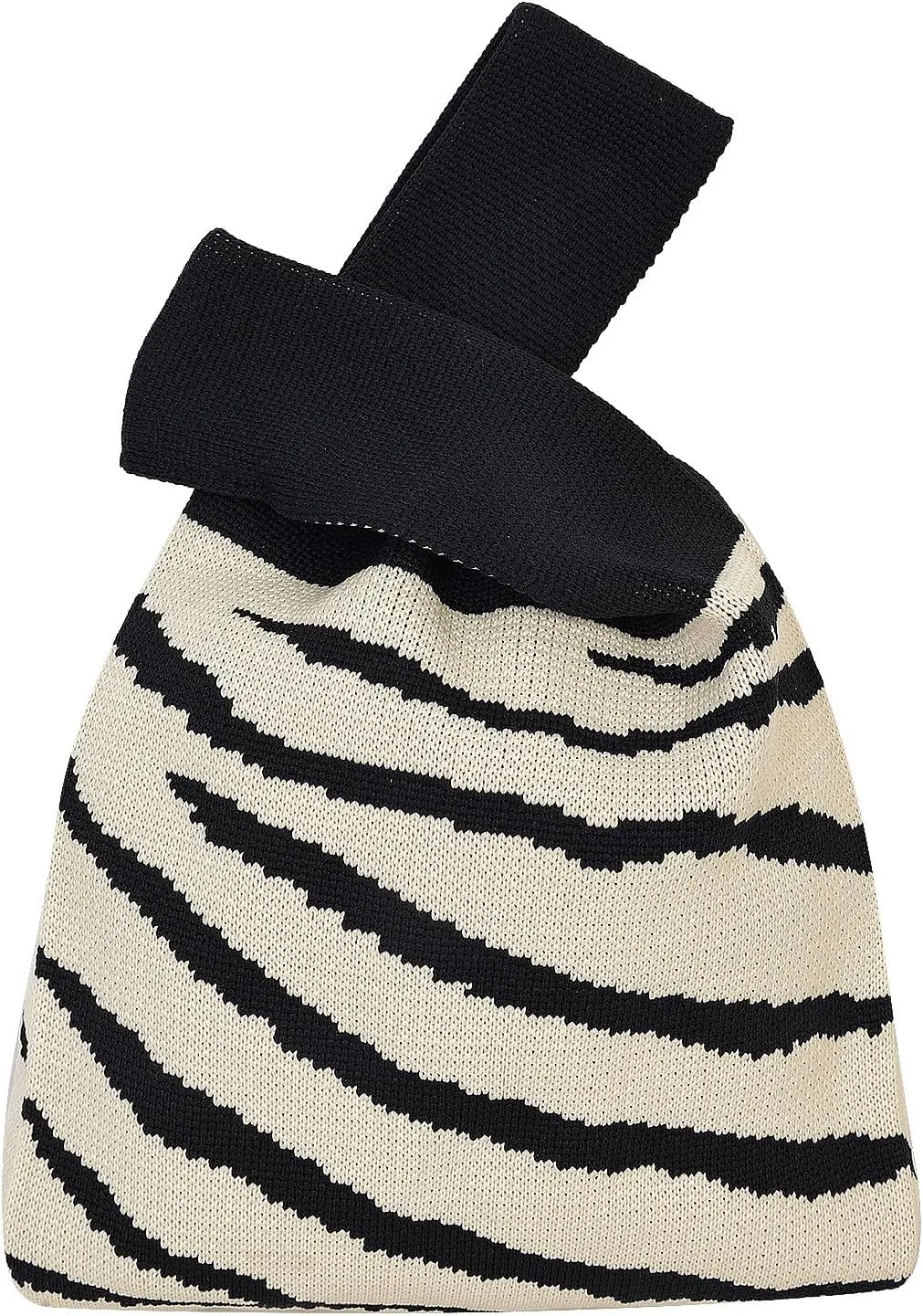 Wrist Knot Tote Bag Pouch Portable Knit Purse Crochet Bag, Mini Cute Wristlet Handbag for Women