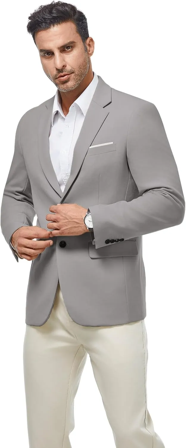 WULFUL Mens Casual Blazer Suit Jackets Slim Fit Two Button Sport Coats Lightweight Business Jacket