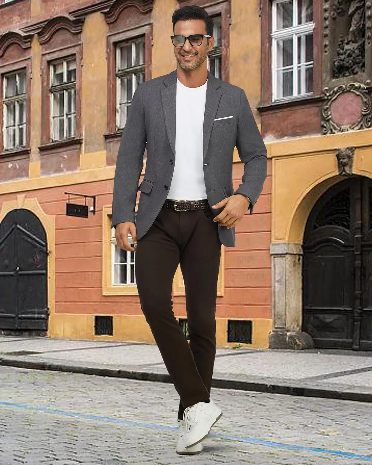 WULFUL Mens Casual Blazer Suit Jackets Slim Fit Two Button Sport Coats Lightweight Business Jacket